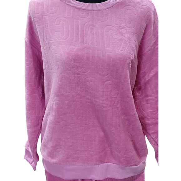 Juicy Couture Pink Fleece Sleepwear Set Size Medium Top & Bottom Pajamas - Picture 2 of 12